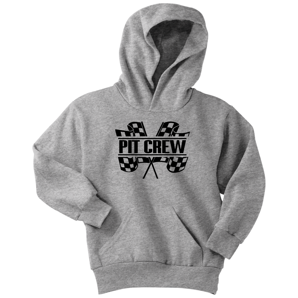 Pit Crew (BLK) Youth Hoodie or T-Shirt - Turn Left T-Shirts Racewear