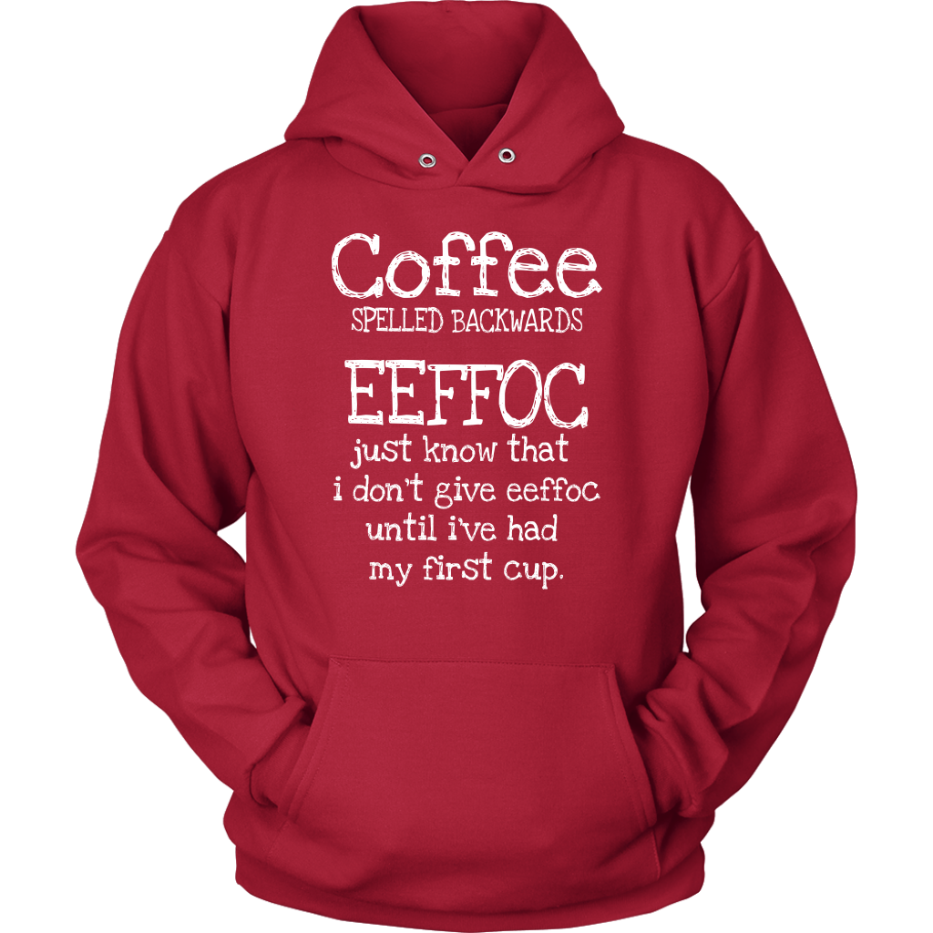 Coffee Spelled Backwards EEFFOC Hoodie - Turn Left T-Shirts Racewear