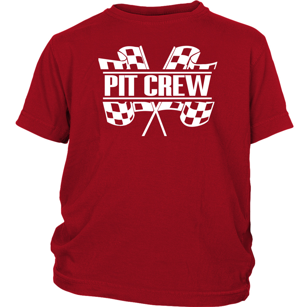 Pit Crew (WHT) Youth Hoodie or T-Shirt - Turn Left T-Shirts Racewear